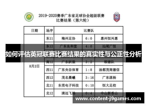 如何评估英冠联赛比赛结果的真实性与公正性分析 如何评估英冠联赛比赛结果的真实性与公正性分析
