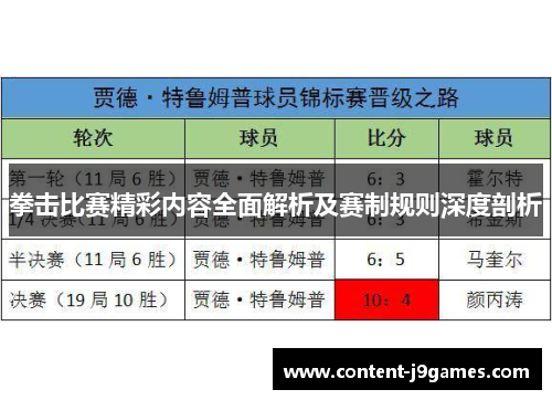 拳击比赛精彩内容全面解析及赛制规则深度剖析